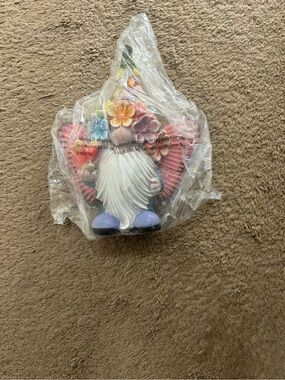 Floral Hawaiian Gnome Figurine - Pink, White, Purple